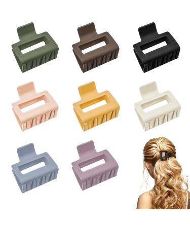 KAYTOW 8 Pcs Small Claw Clips 2in Square Matte Medium Hair Clips for Women Girls Mini Hair Clips Nonslip Square Hair Jaw Clips Accessories for Women Thick Hair Claw Clips (8 Colors)