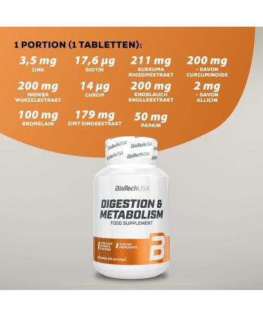 Buy Biotechusa Digion & Metabolism - Nutritional Supplement Tablets with Plant Extracts Enzymes & Biotin - 60 Tablets for Optimal Health - Buy Online on GoSupps.com