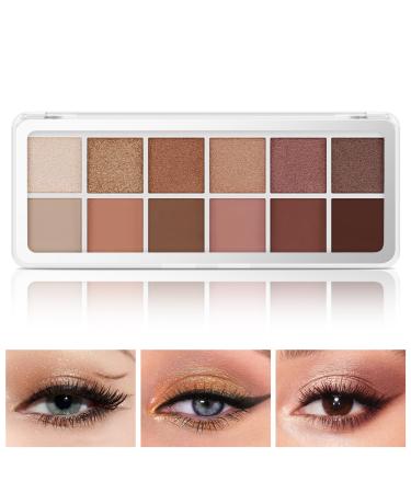 Boobeen 12 Colors Eyeshadow Palette Smooth Matte&Glitter Eyeshadow Makeup High Pigmented Shades Ultra-Blendable Neutral Nudes Eye Shadow for Naturing-Looking Long Lasting 03#