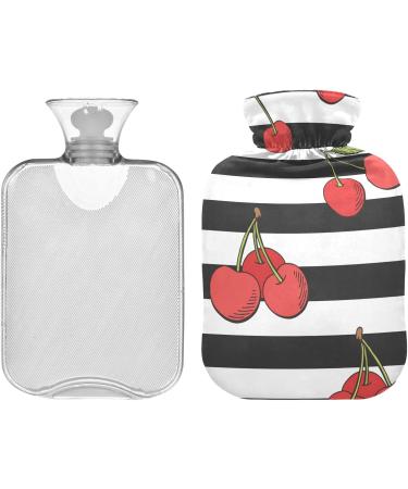 Naanle Stripes Cherry Berry Hot Water Bottle 1L - Transparent Cover for Pain Relief & Warmth | Ideal Hand & Feet Warmer - Buy Online on GoSupps.com