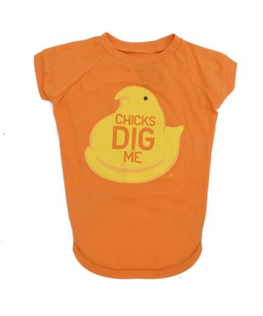 Peeps for Pets Chicks Dig Me Dog T Shirt, Size Medium (M) | Orange and Yellow Shirt Dogs, Soft Comfortable Machine Washable Shirt| Officially Licensed Pet Clothing, FF15790 Medium Orange