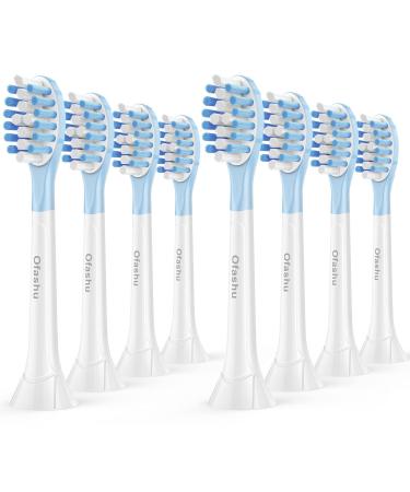 Ofashu Replacement Heads for Philips Sonicare DiamondClean Smart ExpertClean ProtectiveClean Premium Plaque Control C3 C2 C1 W HX9044, 8 White Sonic Electric Toothbrush Brush Head White Blue 8 Count (Pack of 1)
