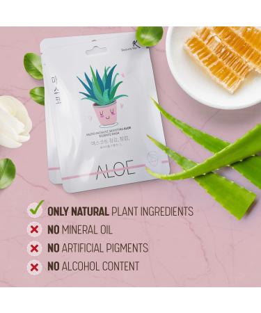 Korean Sheet Face Mask Skin Care Aloe Vera Deep Hydration Anti Aging Anti Wrinkle Deep Moisturizing Facial Mask Set (10 Pack) - Buy Online on GoSupps.com