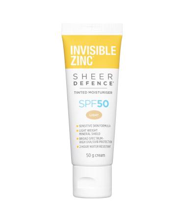 Invisible Zinc Sheer Defence Tinted Light SPF 50 Moisturizer - 50g - Buy Online on GoSupps.com