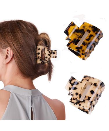 Gifeel Hair Claw Clips   2PCS 3.5 Inch Tortoise Hair Clips for Women Girls Banana Claw Barrettes Cute Celluloid Leopard Print French Design Nonslip Large Big Hair Clips for Thick Thin Curly Straight Long Hair