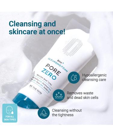 Be the Skin BHA+ Pore Zero Cleansing Foam 5.07 oz | Pore Care & Sebum Control Face Wash | Sensitive & Combination Skin - Buy Online on GoSupps.com