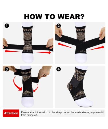 Plantarelief Copper Ankle Bandage - Adjustable Compression Sleeve for Achilles Tendon & Plantar Fasciitis - XL Support for Men & Women - 1 Pair - Buy Online on GoSupps.com
