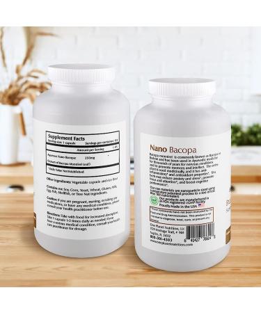 One Planet Nutrition Nano Bacopa 250mg Capsules - Brain Supplement with Bacopa Monnieri Leaf Extract - Non-GMO & Gluten-Free - 120ct - Buy Online on GoSupps.com