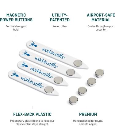 Stiff-N-Stay Plastic Magnetic Collar Stays by W rkin Stiffs - Durable & Adjustable One Size - Perfect for Every Collar - Buy Online on GoSupps.com