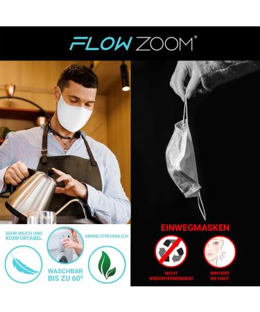 FLOWZOOM Washable Fabric Masks | Adjustable White Face Mask | Mouth & Nose Protection | Size L - International Shipping Available - Buy Online on GoSupps.com