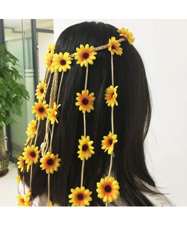 Bohemia Flower Headband - Adjustable Sunflower Hair Wreath for Festivals and Bridal Wear - Buy Online on GoSupps.com