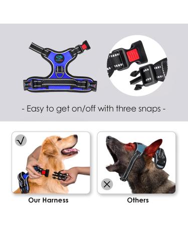 Phoepet No Pull Dog Harness for Small Dogs - Adjustable Reflective Vest with Front Clip & Handle | Easy On/Off | Royal Blue (Size S) - Buy Online on GoSupps.com