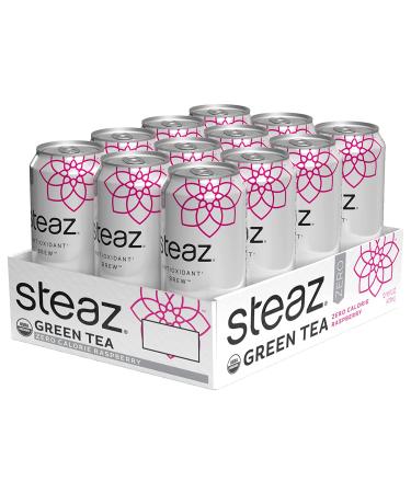 Steaz Organic Zero Calorie Raspberry Green Tea - Pack of 12 | 16 fl oz - Buy Online on GoSupps.com