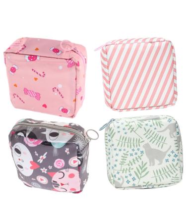 BCOATH 4pcs Sanitary Napkin Storage Bag Organizer Bags for Travel Wallets for Teen Girls Coin Purses for Women Period Bag Girls Period Starter Kit Zip Around Wallets for Women Storage