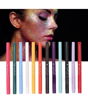 12 Colors Liquid Eyeliner Set - Matte Sweatproof Long-Lasting Neon Eyeshadow Pens for Vibrant Eye Makeup - Buy Online on GoSupps.com