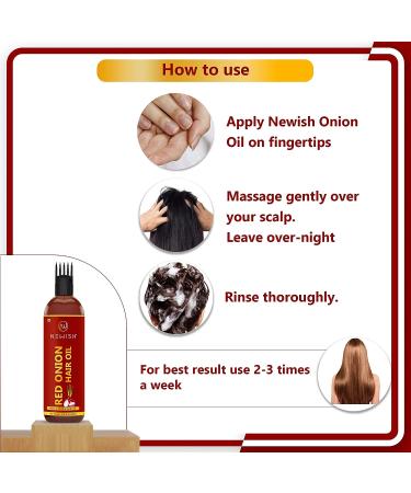 Newish Red Onion Oil for Hair Regrowth - Natural Hair Care Treatment for Men and Women - 3.38 Fl Oz - Buy Online on GoSupps.com
