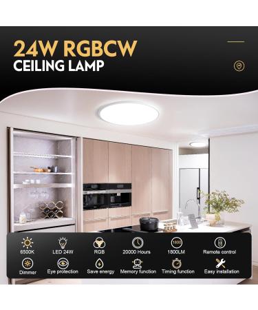 Fantictas Dimmable RGB LED Ceiling Lamp with Remote - 24W 3200lm for Bedroom Living Room & Kids' Room - Energy Class F 3000K-6500K Brightness - Buy Online on GoSupps.com