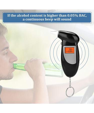 LCD Display Breathalyzer with 5 Mouthpieces - Digital Alcohol Breath Tester Keychain for Accurate Blood Alcohol Concentration Analysis - Buy Online on GoSupps.com