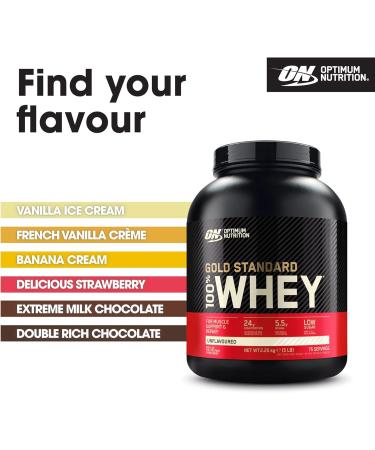 Optimum Nutrition Gold Standard 100% Whey Protein Powder 2.25 kg - Unflavoured, 75 Servings - Muscle Building & Recovery Formula with Glutamine & BCAA Amino Acids - Buy Online on GoSupps.com