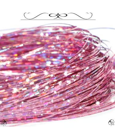 Sparkle and Shine with Pink Hair Tinsel Kit - 6Pcs 1200 Strands Fairy Hair Extensions | Heat Resistant Glitter Tinsel for Women - Buy Online on GoSupps.com