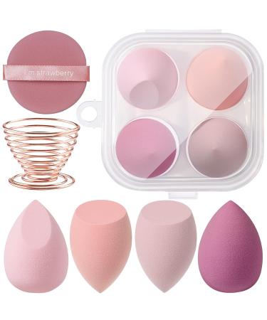 6-Piece Makeup Sponge Blender Set with Holder and Powder Puff - Multi-Colored Sponges for Cream, Liquid, and Powder Makeup - Buy Online on GoSupps.com