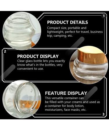 POPETPOP Lotion Travel Container Small Glass Containers 5.1X5.1X4CM Transparent Golden 1 - Buy Online on GoSupps.com