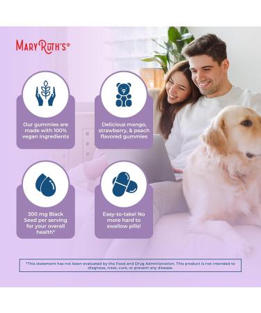 MaryRuth Organics Black Seed Oil Gummies | Black Cumin Seed Oil Supplement | Traditionally Used for Immune Support & Cardiovascular Health | Vegan | No Gelatin | Pectin Based | 60 Gummies - Buy Online on GoSupps.com