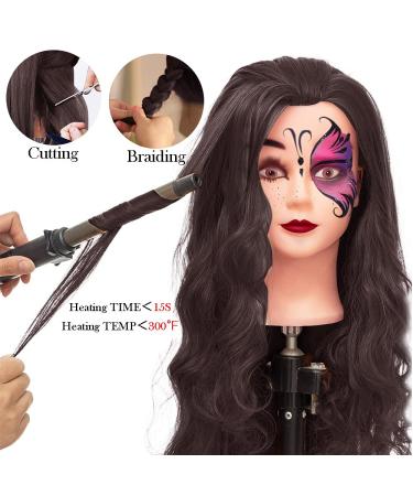 LuAiJa 26-28 Mannequin Head - Long Synthetic Fiber Hair Styling Training Doll with Free Clamp (Black) - Buy Online on GoSupps.com