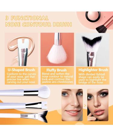 NATOSU 2 Piece Nose Contour Brush Set 2 in 1 U Shaped Brush and Fluffy Brush for Shaping and Defining the Nose Fishtail Highlighter Brush for Nose Shine - Buy Online on GoSupps.com