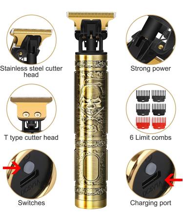 YOGINGO Professional Cordless Beard Trimmer - Rechargeable Hair Clippers for Men | Zero Gapped Cutting Grooming Kit in Barbershop Bronze - Buy Online on GoSupps.com