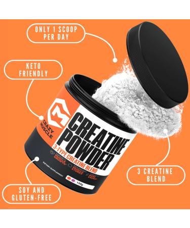 Crazy Muscle Creatine Monohydrate Powder 5000mg Premium 3X ThreeAtine Pre Workout Mass Gainer High Absorption Easy to Take Powder Optimum Performance for Men & Women 30 Servings - Buy Online on GoSupps.com