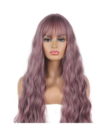 FVCENT 27 Long Curly Light Purple Synthetic Wig with Bangs for Women & Girls - Ship Worldwide - Buy Online on GoSupps.com