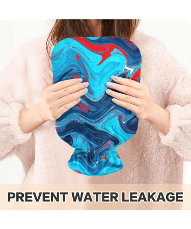 Naanle Hot Water Bottle with Cover - Red Blue Marble 1L Heat & Cold Therapy for Pain Relief Hand & Foot Warmer - Buy Online on GoSupps.com