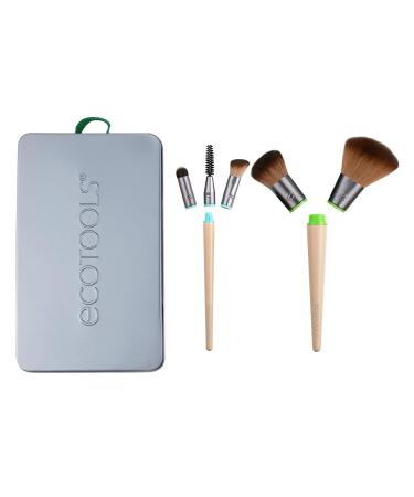 EcoTools Daily Essentials Face Kit - 5 Brushes, 2 Handles, Storage Tin | Interchangeable Makeup Brush Set - Buy Online on GoSupps.com