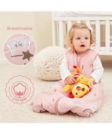 Looxii Baby Sleeping Bag 2.5 TOG 100% Cotton | Soft Newborn Sleep Sack for Boys and Girls 0-6 Months | Pink - Buy Online on GoSupps.com