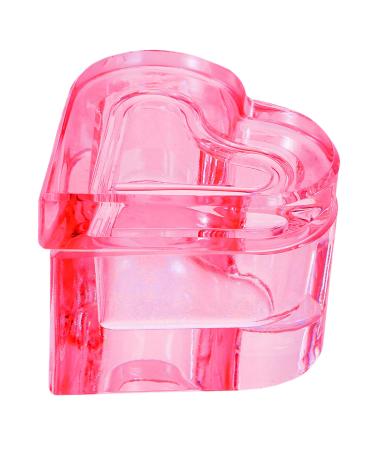 Beavorty Dappen Dish for Acrylic Nails Glass Crystal Cup with Lid Mini Heart Glass Nail Dish Nail Art Liquid Holder Acrylic Liquid Powder Glass Cup Nail Crystal Bowl Pink Dappen Dish