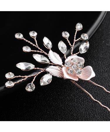 Rose Gold Floral Wedding Hair Comb Set with Crystal Accents - Perfect Bridal Hair Accessories - Buy Online on GoSupps.com