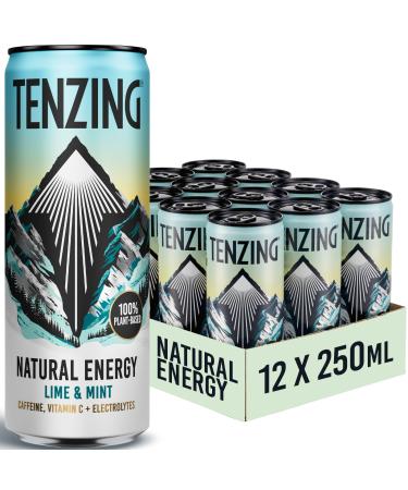 TENZING Natural Energy Drink Plant Based Vegan & Gluten Free Drink Lime & Mint 250ml (Pack of 12)