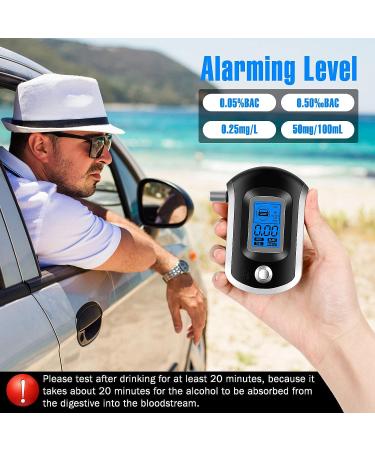 Professional Alcohol Breathalyzer with 20 Mouthpieces - Portable Digital Blood Alcohol Tester for Home Parties - Black - Buy Online on GoSupps.com