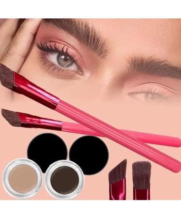 Eyebrow Brush Home Eyebrow Care Kit 4D Laminated 4D Laminated Brow Home-Grooming Kit 4D Hair Stroke Brow Stamp Brush with Eyebrow Cream (Taupe+Light Brown) - Buy Online on GoSupps.com