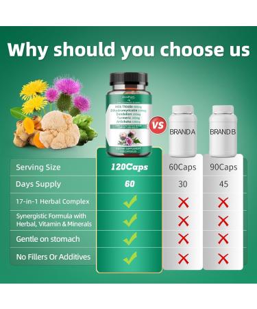 GREENPEOPLE Lymph-Liver Cleanse Detox & Repair - Strength Milk Thistle 30X Extract - Standardized and Concentrated 80% Silymarin w/Vitamin,95% curcuminoids & 17+Liver Health Nutrients Vegan 120CT 120 Count (Pack of 1) - Buy Online on GoSupps.com