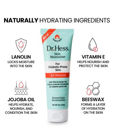 Dr Hess Skin Moisturizer For Diabetic Prone Skin, Nourishing, Moisturizing Body Lotion with Lanolin, Beeswax, Jojoba Oil & Olive Oil, Skin Moisturizer for Dry, Itchy, Rough & Bumpy Skin, 4oz - 2 Pack - Buy Online on GoSupps.com
