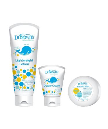 Dr. Brown's Natural Baby Lightweight Lotion, Natural Baby Vitamin Cream, and Natural Baby Diaper Cream Variety Pack