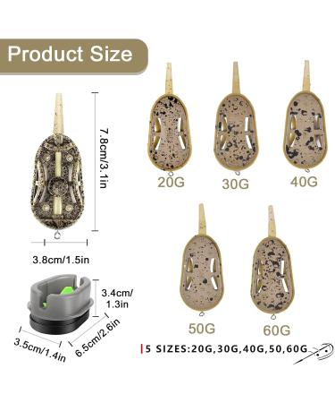 Method Feeder Set | 6-Piece Inline Fishing Feeder for Carp | 20g 30g 40g 50g 60g Accessories | Premium Fishing Gear - Buy Online on GoSupps.com