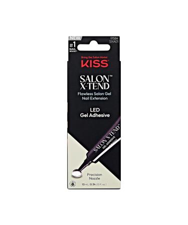 KISS Salon X-tend Press-On Nails Nail glue included 'Gel Adhesive' Clear Size Shape Includes 10Ml Led Gel Adhesive