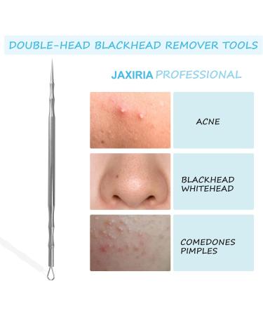 Stainless Steel Double-Head Blackhead Remover Sticks - 2 Pack Facial Pore Cleaner Scraper & Extractor Tools for Acne, Comedone, Blackhead Removal - Silver - Buy Online on GoSupps.com