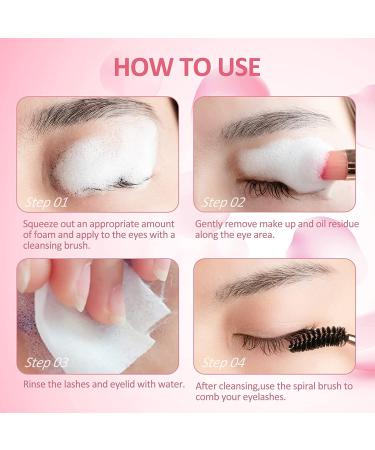 60ml Eyelash Extension Cleanser + Mascara Wand | Paraben & Sulfate Free Foaming Lash Bath for Extensions - Salon Quality Makeup Remover (2 Fl Oz) - Buy Online on GoSupps.com