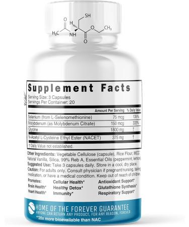 Buy GlyNAC-ET NAC Ethyl Ester + Glycine - Extra Strength 375mg NACET 1800mg Glycine - 20x More Bioavailable Anti-Aging Supplement (60 Capsules) | Boost Glutathione International Shipping Available - Buy Online on GoSupps.com