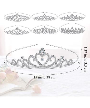 Girls Crystal Tiara Heart Rhinestone Crown - Perfect for Wedding, Prom, Birthday Party - 6 Pieces (Delicate Style) - Buy Online on GoSupps.com