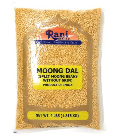 Rani Moong Dal (Split Mung Beans Without Skin) Lentils Indian 64oz (4lbs) 1.81kg Bulk  All Natural | Gluten Friendly | Non-GMO | Vegan | Indian Origin Moong Dal (Skinless) 4 Pound (Pack of 1)